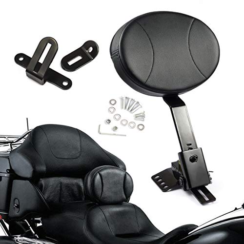 PBYMT Adjustable Plug-in Driver Rider Backrest Kit Compatible for Harley Touring Road King Street Electra Glide 1997-2020 - Thumbnail 7