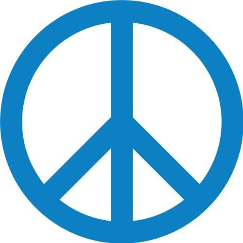 Peace Symbol Wall Sticker Decal - Size: 24 in. (24 W x 24 H) - Color: Ocean Blue - Hippie Love Sign Silhouette Decoration