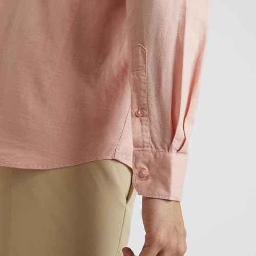 Image of Raymond Men Slim Fit Solid Pattern Linen Cotton Blend Regular Collar Full Sleeve Casual Shirt