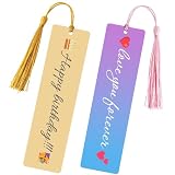 OMNRELM Marcapáginas Personalizado con Foto y Texto, Punto de Lectura de Metal con Borla de Colores, Marcador de Libros de Aluminio Regalo para Mamá Papá Pareja Profesores Lectores (Texto A)