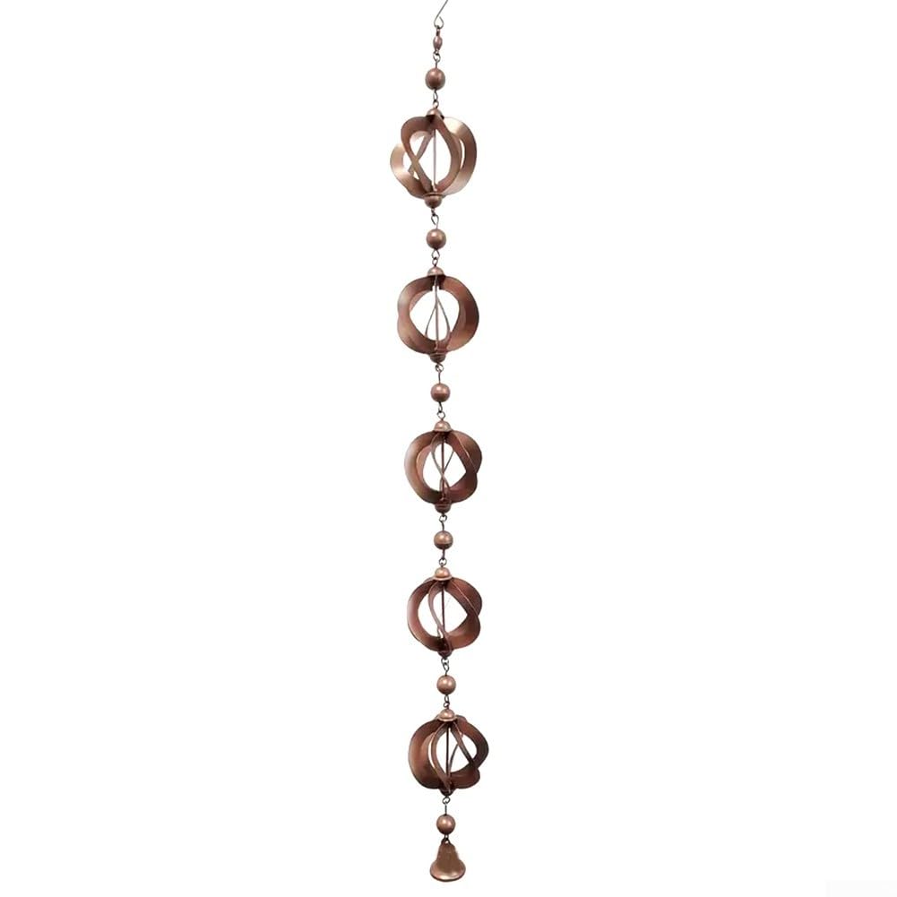 Posheliox Rotating Rain Chain, Metal Gutter Alternative, Iron Bell Hanging Decor for Courtyard Balcony Garden Outdoor Water Drainage System