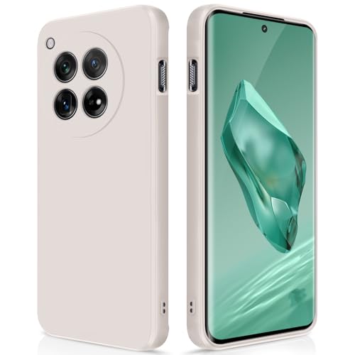 GiiYoon Capa para Oneplus 12, capa protetora de corpo inteiro com toque suave e sedoso, case à prova de choque com forro em microfibra - Bege