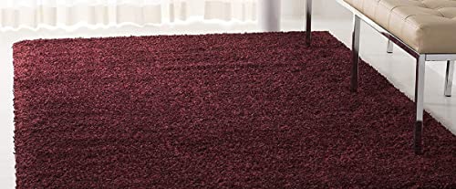Image of A R Creations Anti Slip Fluffy Fur Plain Area Rug Made with Polyester and Microfiber for Home Office Kitchen Living Room Bedroom and DiningHall (3x5 Feet, Meroon