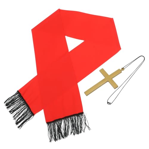COSMEVIVI Halloween Party Cosplay Kit Nun and Accessory Set Cross Pendant and Stole