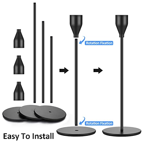 Set Of 9 Candle Holders Candlestick Holder For Tapered Candles Decorative Candle Sticks Long Holder Table Centerpiece Candle Holders For Home Decor Wedding Dinning Party Anniversary Supplies (Black) #TOP3