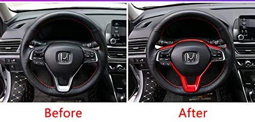 Image of Print Interior Steering Wheel Cover Trim Decals Emblem Sticker for Honda Accord 10th Gen 2018-2022 (Red)