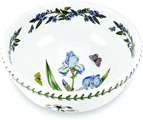 Portmeirion Botanic Garden Salad Bowl | 9 Inch Serving Bowl with Assorted Motifs | Made in England from Fine Earthenware | Microwave and Dishwasher Safe