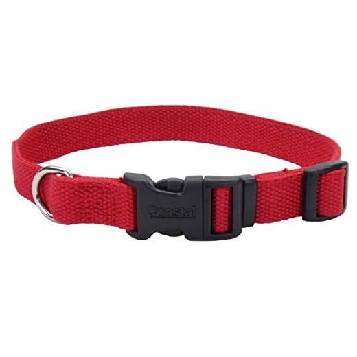 Coastal - New Earth Soy - Adjustable Dog Collar, Cranberry, 1" x 18"-26"