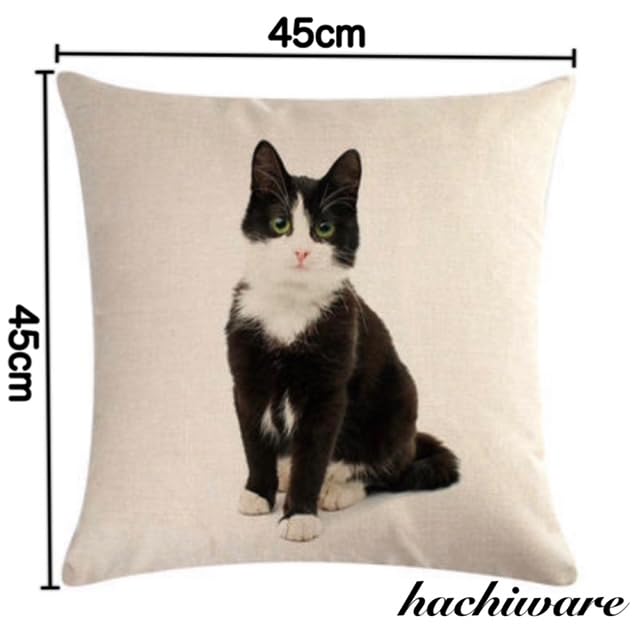 Amazon.co.jp: クッションカバー 45 45 猫 ハチワレ ねこ 正方形 45cm