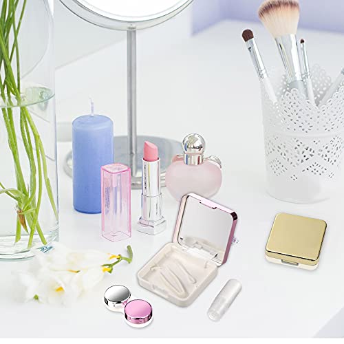 2 Pièces Mini Étui de Lentilles de Contact de Voyage avec Miroir Conteneur de Lentilles de Contact Portable Kit de Voyage Étui à Lentilles de Contact Simple avec Capuchons L et R Rose et Or - Image 6