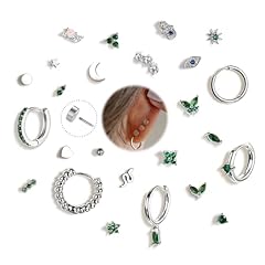 Silver-25Pcs Green CZ(Single Earring Not a Pair)