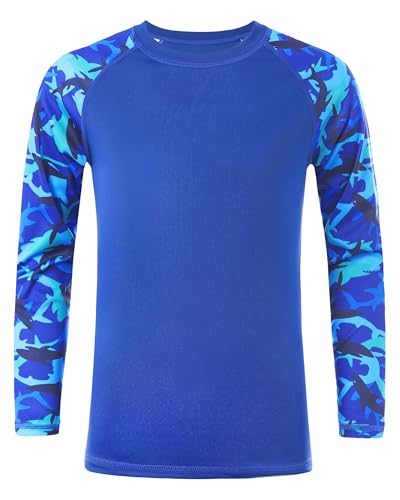 Boys' UPF 50+ Rash Guard Swim Shirts, Youth Kids UV Sun Protection Long Sleeve, Water Shirts for Fishing Beach3