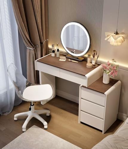 Tocador con luz LED con espejo y taburete