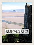 AGDeko® Blechschild Normandie France Meer Sand Poster 