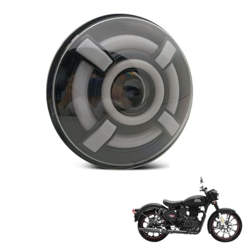 Image of Royal Bullet Daymaker Halo 7 inch LED Headlight | 110W Cree | High /Low + DRL Beam LED Headlight, 6 Months Warranty Compatible With Royal Enfield, Thar, Gypsy (Original)