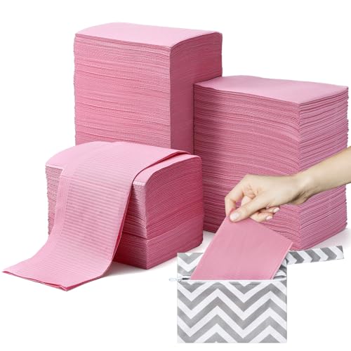 Vercraft 500 Pcs 18'' x 13'' Disposable Changing Pad Liners with Baby Diaper Caddy Bag 2 Ply Disposable Leak Proof Paper Liners for Surface Protection Disposable Diaper Pads for Baby Changing Station