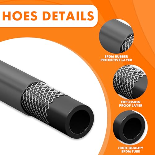 6FT Washing Machine Hoses Black Rubber Hot and Cold Water Supply Line, Long Burst Proof 3/4" FHT x 3/4" FHT (2 Pack)