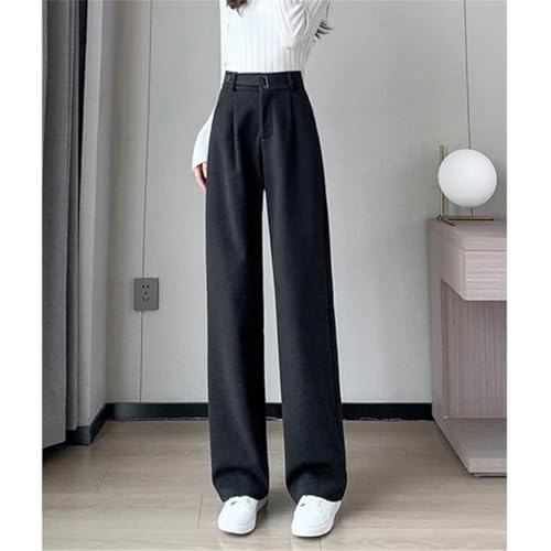 Women Winter Wool Wide Leg Pants High Waist Suit Straight Pants Korean Thick Baggy Woolen Full Trousers3