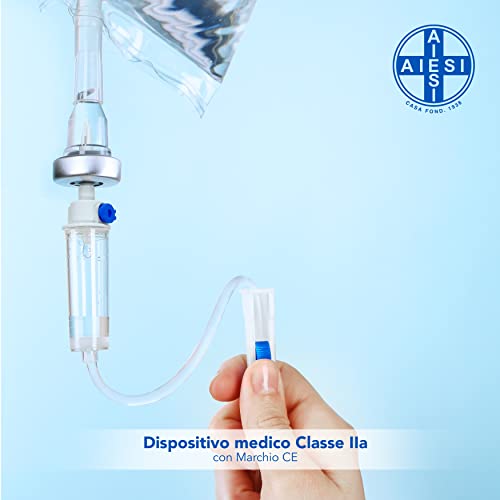 AIESI® Infusionssets sterilen einmal-tropf mit luer lock verbindung HOSPISET (Packung mit 25 Stück), Latexfreien, Nadelloser