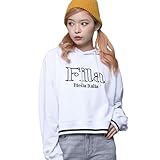 [フィラ] フード付きトレーナー ショート丈 トップス スウェット トレーナー カレッジロゴ フード付き 長袖 裏毛 短い 薄手 ダンス服 へそ出し ラグラン レディース ホワイト
