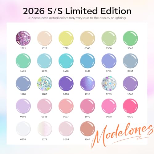 Image of modelones 32 PCS Spring Gel Nail Polish Set, 28 Colors Pastel Gel Polish with No Wipe Base Coat, Glitter & Glossy & Matte Top Coat Maracon Colors Soak Off LED Nail Art Kit