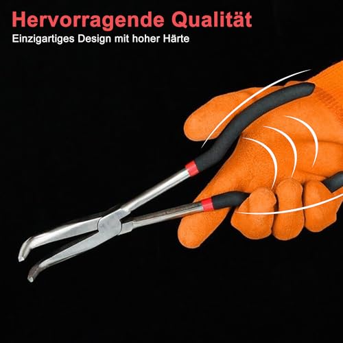 4-Piece Long Nose Pliers Set: 11 Inch Straight Needle Nose Pliers, 45 Degrees - Image 4