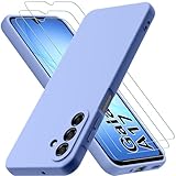 Hülle kompatibel mit Samsung Galaxy A17 4G / 5G mit 3 Stück Panzerglas Schutzfolie, Handyhülle für Samsung Galaxy A17 Silikon gummiert, Handy Case in Violett