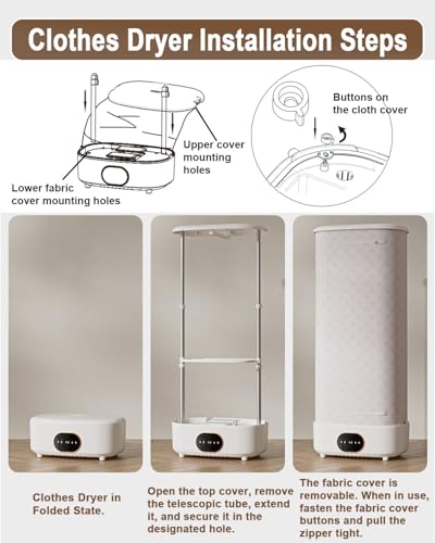 Dual-Speed Electric Clothes Dryer - 360° Hot Air Circulation, Timed Drying, Large Capacity (6kg), Efficient Space Heater for Shirts, Towels & Jackets, Apartment Essential