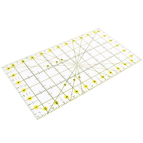 Autotoolhome Quilting Ruler Acrylic Quilters' Ruler For Easy Precision Cutting Fabric Paper, 6.5" X 12" For Quilting, Sewing & Crafts Template #TOP6