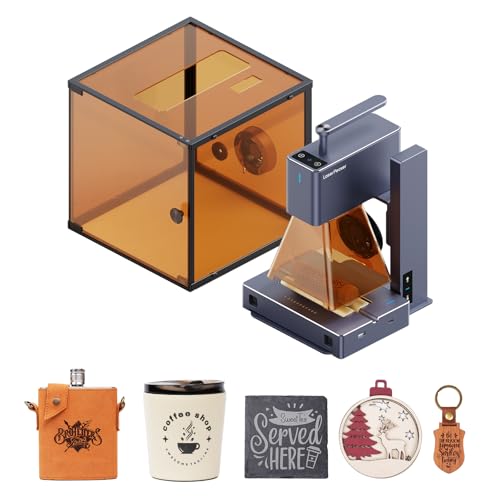 LaserPecker LP2 (Suit) Lasergraveermachine - met beschermkap, lasergraveermachine precisie 0,05 mm laser cutter lasergraveermachine gereedschap voor lakken hout leer metaal