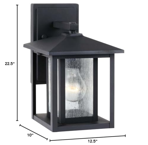 Image of Generation Lighting 88025-12 Hunnington One - Light Outdoor Wall Lantern Outside Fixture, Black, 1-Light, cETL Listed, Safety Rated for Wet Locations, Aluminum Construction