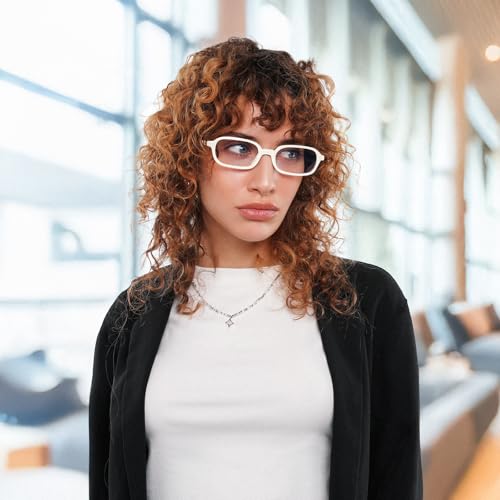 Image of FEISEDY Fashion Rectangular Blue Light Glasses for Women Retro Small Frames Vintage Trendy 90s Square Eyeglasses B0255