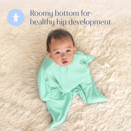 Image of SleepingBaby Zipadee-Zip Transition Swaddle - Cozy Baby Swaddle Blanket with Zipper Convenience - Roomy Wearable Blanket for Easy Diaper Changes - Classic Mint, Small (4-8 Month)