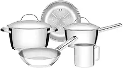 Jogo de Panelas Tramontina Allegra em Aço Inox com Fundo Triplo 5 Peças
