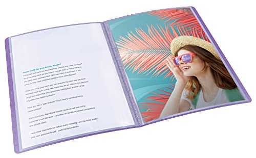 Esselte A4-Sichtbuch mit 40 Einsteckfächern, für 80 Blatt, zum Präsentieren, Aufbewahren oder zur Schreibtischorganisation, mit Prägemuster, Colour'Breeze Serie, Lavendel, 628442
