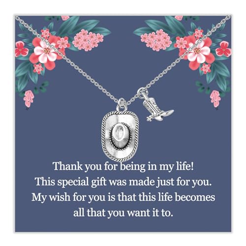Gzrlyf Cowboy Hat Necklace Cowgirl Boot Necklace Cowgirl Country Necklace Cowgirl Gift Western Bridesmaid Necklace