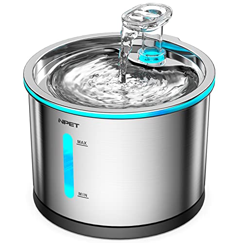 NPET Cat Water fountain, Stainless Steel 1.5L Dog Drinking Fountain