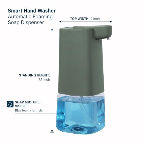 Image of Automatic Foaming Soap Dispenser with 200ml Foaming Handwash Refill Included, 350ml Touchless Soap Dispenser, Smart Infrared Sensor,IPX4 Waterproof for Kitchen & Bathroom (Green)