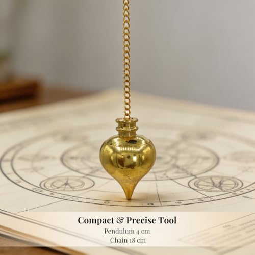 Image of Plus Value Orbit Brass Pendulum Dowsing with 4 Dowser Charts, Jute Bag - Vastu, Feng Shui, Reiki Crystal Healing, Chakra
