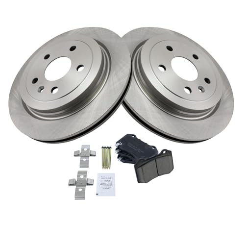 Image of TRQ Rear Brake Pad and Rotor Set Ceramic Compatible with 2009-2015 Cadillac CTS