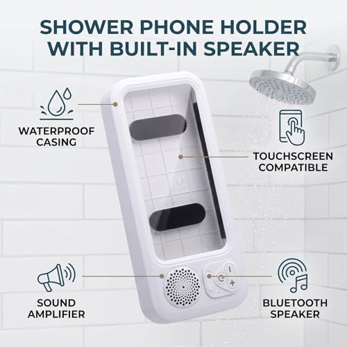 Estuche de música para ducha con soporte ajustable para evitar que el móvil se moje 5
