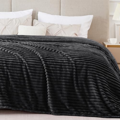 BEDELITE Fleece Blanket King Size – 3D Ribbed Jacquard Soft and Warm Decorative Fuzzy Blankets –...