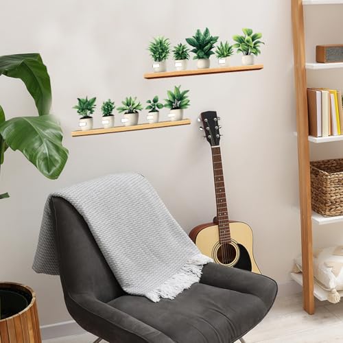 Image of Green Plants Wall Stickers 3D Bonsai Tropical Betterfly Creative Vinyl Peel and Stick Removable Wall Art for Living Room Bedroom Home Office (Green Plant 2)