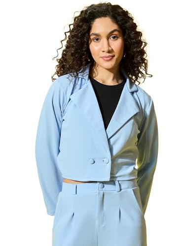 Image of DIMPY GARMENTS Women's Stylish Solid Polyester Formal and Casual Wear Cropped Jacket