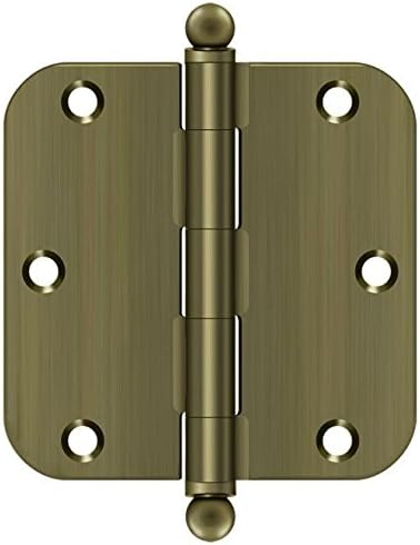 Deltana S35R5-BT 3.5" x 3.5" Plain Bearing 5/8" Radius Corners Mortise Hinge - P, Antique Brass