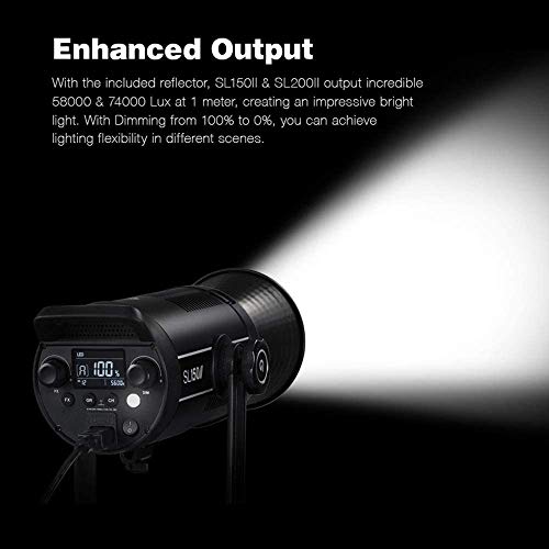 Godox SL200WII SL200II LED Dauerlicht Videoleuchte 200W 5600K Weiss Licht 74000lux@1m CRI 96 TLCI 97 mit BD-04 Barndoor… – Bild 8