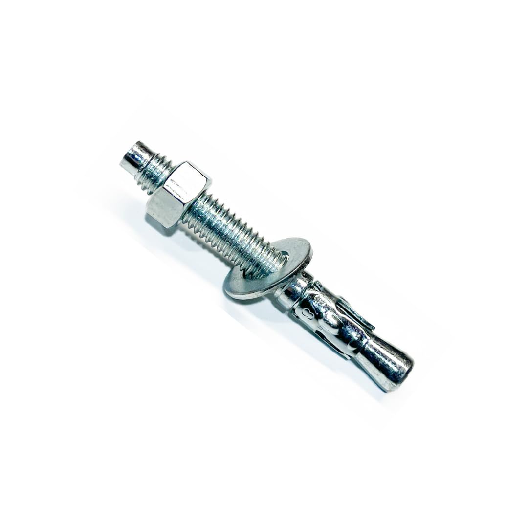 MIGHTY FASTENERS Zestaw 25 kotew klinowych ze stali ocynkowanej, 6,35 mm x 4,5 cm – wytrzymałe śruby montażowe do betonu