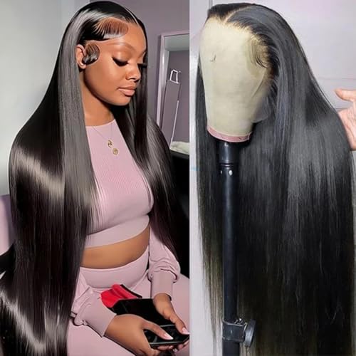 Dilraba 40 Inch Human Hair Wig 13x6 Lace Front Wigs Human Hair 200 Density HD Transparent Straight Lace Front Wigs Pre Plucked Glueless Lace Frontal