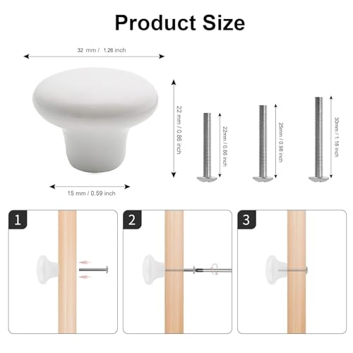ShipeeKin 4x Weiß Runde Möbelknöpfe Türgriff SchrankKnöpfe Schubladenknopf Küchengriff 32mm für Kommode Schrank