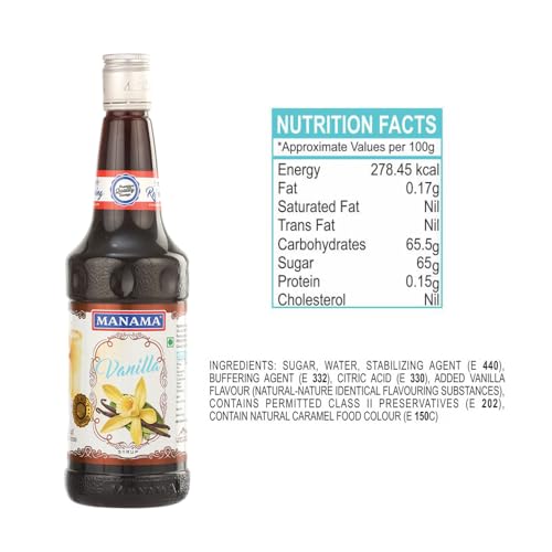 Image of Manama Vanilla Syrup | Fruit Mixer for Mocktails, Cocktails, Drinks, Juices, Beverages | Non Alcoholic Mix 750ML Bottle